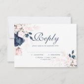 RSVP-Karte für Hochzeiten in Navy Blue und Blush P RSVP Karte (Rückseite)