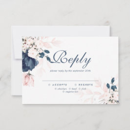 RSVP-Karte für Hochzeiten in Navy Blue und Blush P RSVP Karte