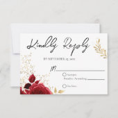 RSVP-Karte für Hochzeiten in Rot und Schwarz RSVP Karte (Vorderseite)