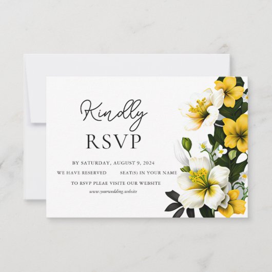 RSVP-Karte für Hochzeiten in Weiß und Gelb RSVP Karte (Vorderseite)