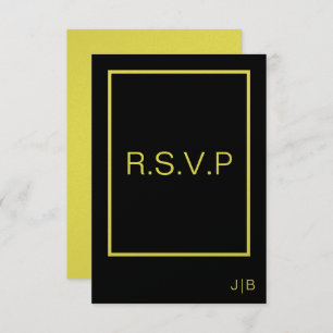 RSVP-Karte für Hochzeiten, schwarz und gelb RSVP Karte