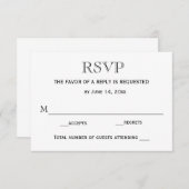 RSVP-Karte für Hochzeiten / Schwarz und Weiß RSVP Karte (Vorne/Hinten)