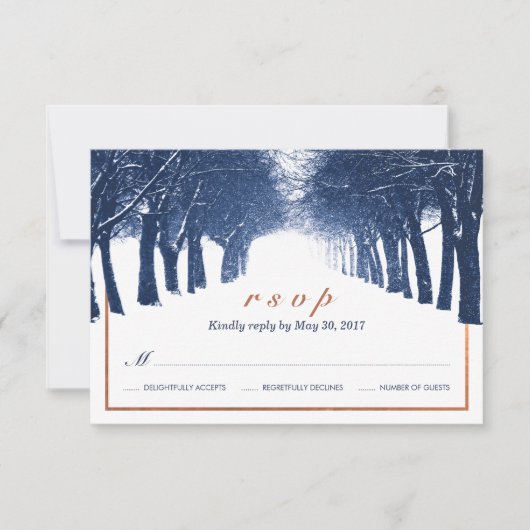 RSVP-Karte für Hochzeiten von Kupferwinterbäumen RSVP Karte (Vorderseite)
