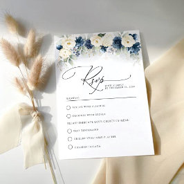 RSVP-Karte für Hochzeiten von Navy Blue und White RSVP Karte
