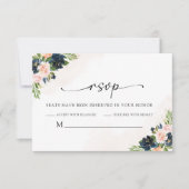 RSVP-Karte für Hochzeiten von Navy & Blush Pink RSVP Karte (Vorderseite)