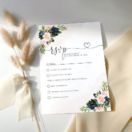 RSVP-Karte für Hochzeiten von Navy & Blush Pink RSVP Karte