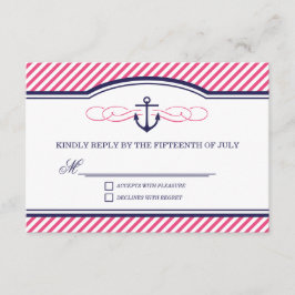 RSVP-Karte für Hochzeiten von Navy und Pink RSVP Karte