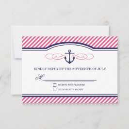 RSVP-Karte für Hochzeiten von Navy und Pink RSVP Karte
