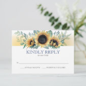 RSVP-Karte für Hochzeiten von Sonnenblumen und Bla RSVP Karte (Stehend Vorderseite)