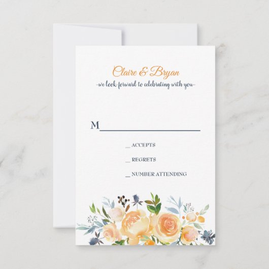 RSVP-Karte für Hochzeitskartentouren Einladung (Rückseite)