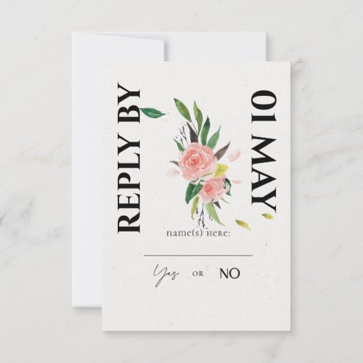 RSVP-Karte für hübsche Rose und Blattbildung RSVP Karte (Rückseite)