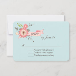 RSVP-Karte für hübsches Blau und Korallenflora RSVP Karte