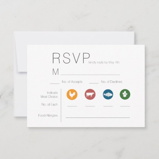 RSVP-Karte für illustrierte Mahlzeiten RSVP Karte (Vorderseite)