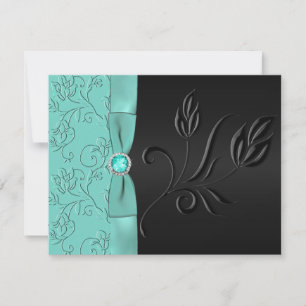 RSVP-Karte für IMITATE "Black and Aqua" RSVP Karte