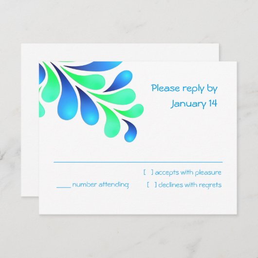 RSVP-Karte für jede Farbe auf blau grün RSVP Karte (Vorne/Hinten)