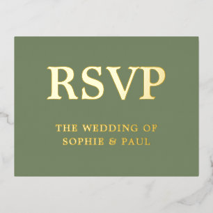 RSVP-Karte für Klassik-Sage Green Song Choice Foil Folie Einladungspostkarte