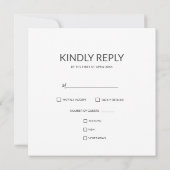 RSVP-Karte für klassische Schwarz-Weiß-Border-Hoch (Rückseite)