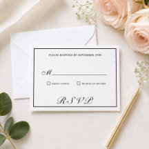 RSVP-Karte für klassische Schwarz-Weiß-Hochzeit