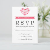 RSVP-Karte für kleine Herzen Rosa und Weiße Hochze RSVP Karte (Stehend Vorderseite)