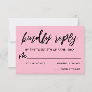 RSVP-Karte für lässige Handschrift Medium Pink RSVP Karte