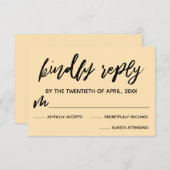 RSVP-Karte für lässige Handschrift Pfirsichpfirsic RSVP Karte (Vorne/Hinten)