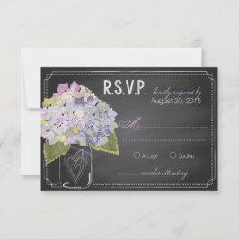 RSVP-Karte für Lavender Hydrangeas-Chalkboard RSVP Karte