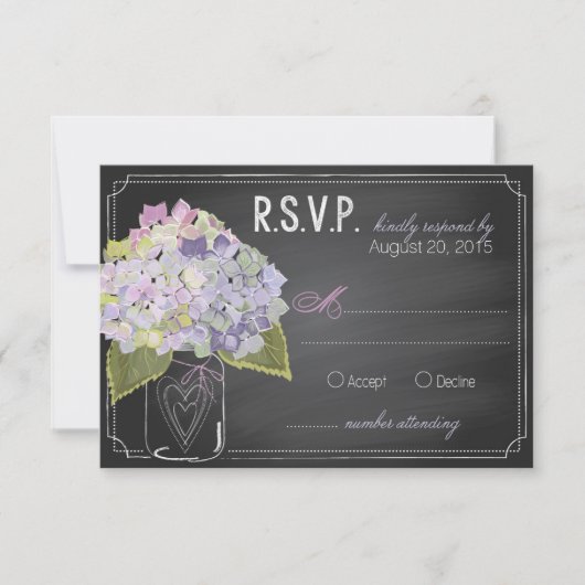 RSVP-Karte für Lavender Hydrangeas-Chalkboard RSVP Karte (Vorderseite)