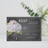RSVP-Karte für Lavender Hydrangeas-Chalkboard RSVP Karte (Stehend Vorderseite)