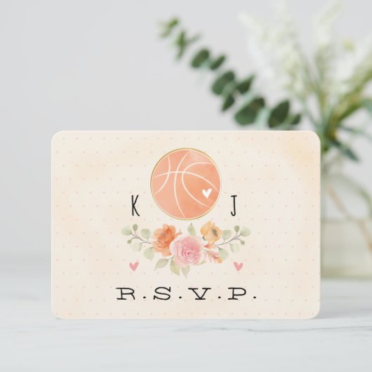 RSVP-Karte für Liebe und Basketball RSVP Karte (Stehend Vorderseite)