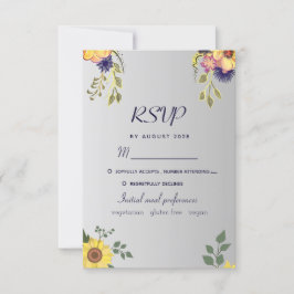 RSVP-Karte für lila Blumensilber RSVP Karte
