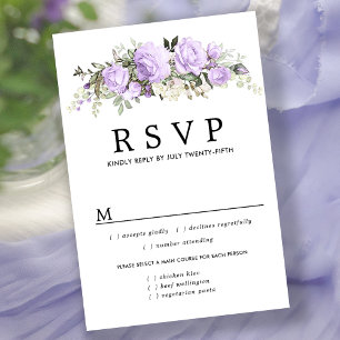 RSVP-Karte für lila Blumenzwiebeln, Wahlmöglichkei RSVP Karte
