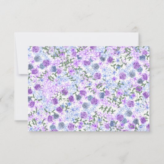 RSVP-Karte für Lila Blütenkalligrafie und graue Ka RSVP Karte (Rückseite)