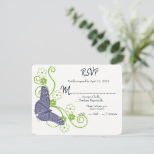 RSVP-Karte für lila Butterfly-Blumenzehen RSVP Karte