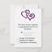 RSVP-Karte für lila Doppelherz RSVP Karte (Vorderseite)