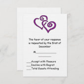 RSVP-Karte für lila Doppelherz RSVP Karte (Vorne/Hinten)