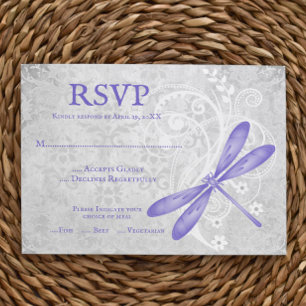 RSVP-Karte für lila Libellenhochzeit RSVP Karte