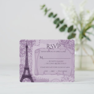 RSVP-Karte für lila Pariser Hochzeiten RSVP Karte