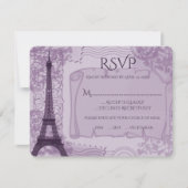 RSVP-Karte für lila Pariser Hochzeiten RSVP Karte (Vorderseite)