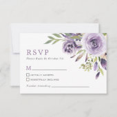 RSVP-Karte für lila Rose RSVP Karte (Vorderseite)