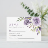 RSVP-Karte für lila Rose RSVP Karte (Stehend Vorderseite)