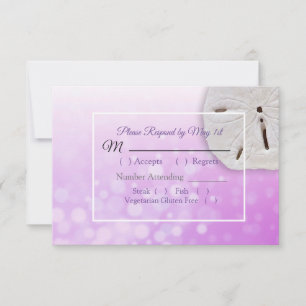 RSVP-Karte für lila Sand-Dollar-Hochzeiten RSVP Karte