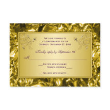 RSVP-Karte für lila und goldfarbene Blüten