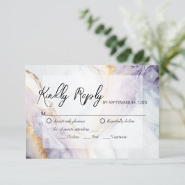 RSVP-Karte für lila- und Goldmarmor RSVP Karte