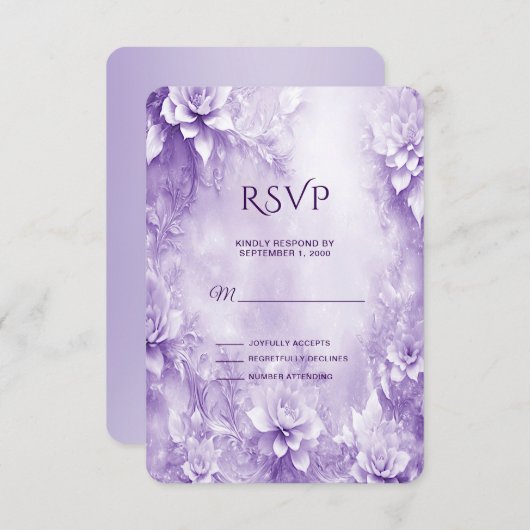 RSVP-Karte für lila weiße Blume RSVP Karte (Vorne/Hinten)
