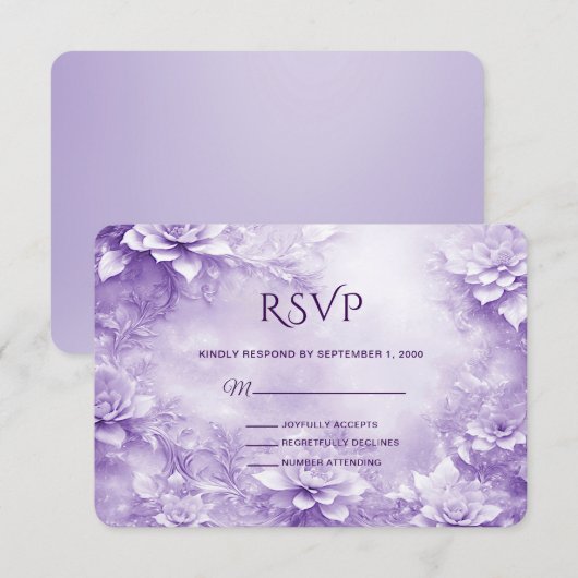 RSVP-Karte für lila weiße Blume RSVP Karte (Vorne/Hinten)