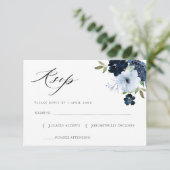 RSVP-Karte für Marine und hellblau RSVP Karte (Stehend Vorderseite)