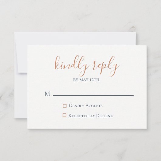 RSVP-Karte für marmorierte Kupfernavy RSVP Karte (Vorderseite)