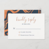 RSVP-Karte für marmorierte Kupfernavy RSVP Karte (Vorne/Hinten)