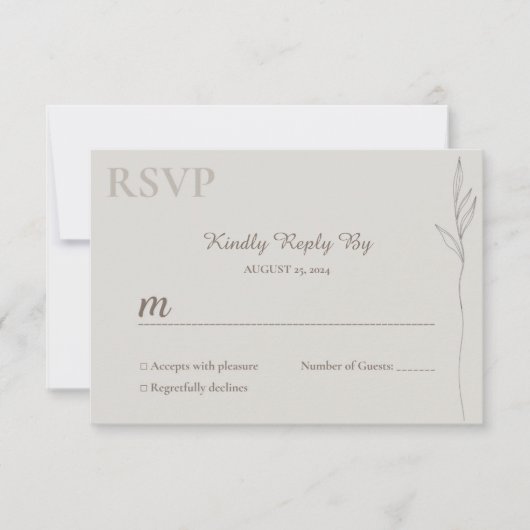 RSVP-Karte für Minimalistische botanische Linie RSVP Karte (Vorderseite)