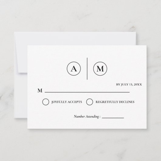 RSVP-Karte für Minimalistische Hochzeiten | Einfac Einladung (Vorderseite)